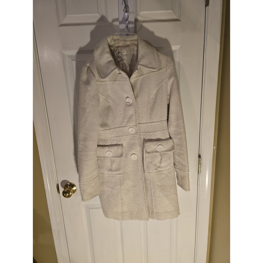 Tulle By Anthropologie Ivory Off White Pea Coat Winter Large Womens Size XS